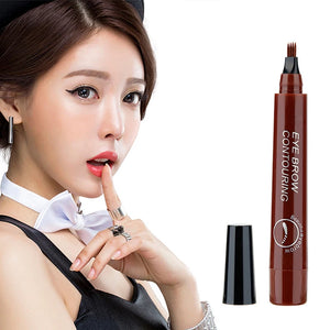 Waterproof Liquid Eyebrow Pencil Supplies 4 Fork Tip Fine Sketch Brow Tattoo Color Pen Long Lasting Beauty Eyebrow Makeup Tools