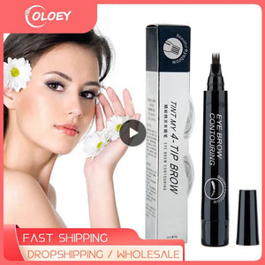 Waterproof Liquid Eyebrow Pencil Supplies 4 Fork Tip Fine Sketch Brow Tattoo Color Pen Long Lasting Beauty Eyebrow Makeup Tools