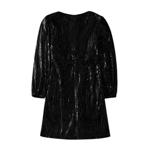 Women Baby Girls Sequins Slim Dress Fashion O-neck Long Sleeve Parent-child Outfit Mother Daughter Party Dress ibu anak bokep