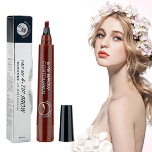 Waterproof Liquid Eyebrow Pencil Supplies 4 Fork Tip Fine Sketch Brow Tattoo Color Pen Long Lasting Beauty Eyebrow Makeup Tools